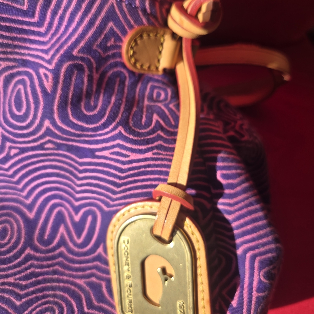 Dooney & Bourke Purple and Tan Shoulder Bag - Picture 2 of 7